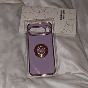 Pixel 10 Pro XL 2 Ring Purple Phone Case with Gold Accents